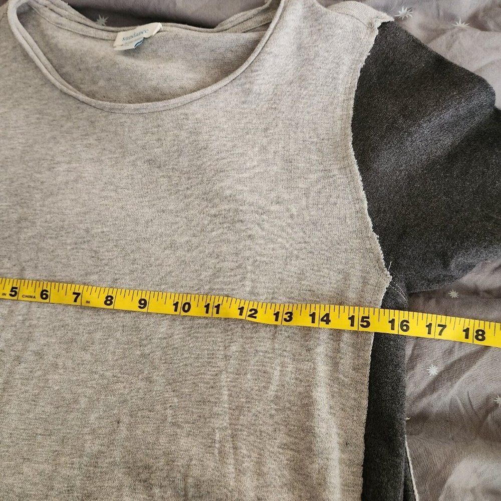 Sundance Contrast Gray Side tie Waist Cotton Wool Dress size S Minimalist - Picture 7 of 13